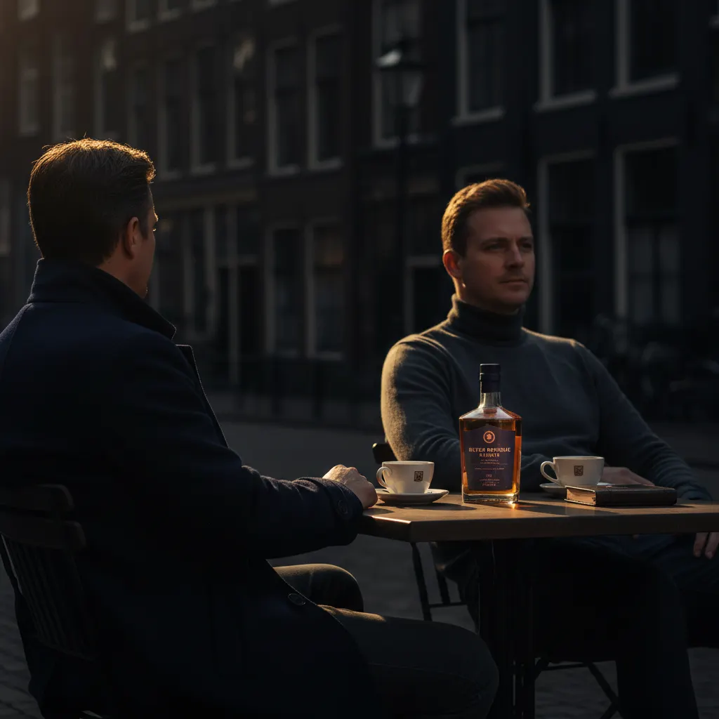 Twee anonieme mannen in gesprek buiten, actieve leefstijl boven 50